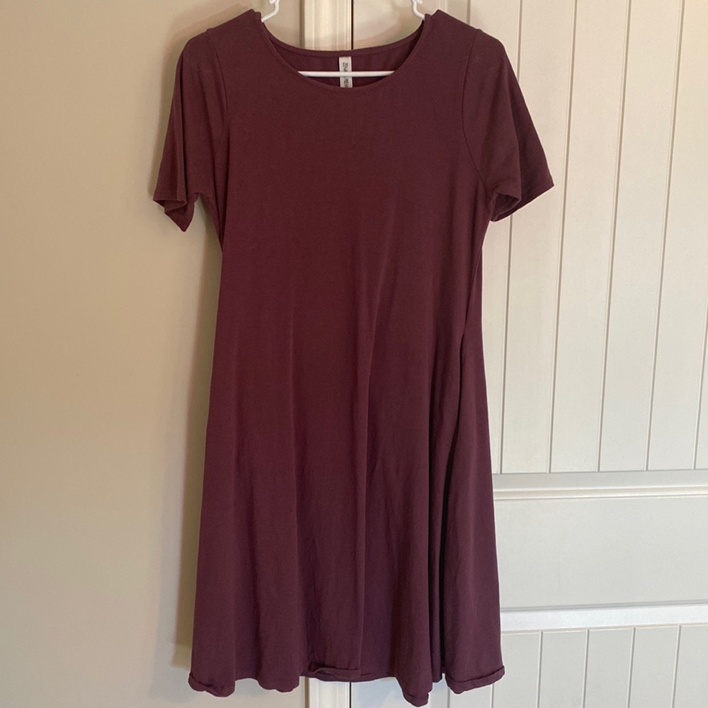 Mauve short sleeve loose fitting dress